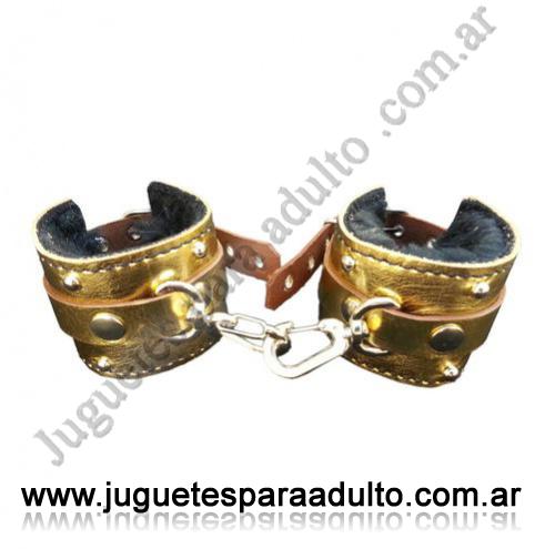 , , Esposas Doradas Simples Con Mosqueton Y Peluche Negro , , Esposas Doradas Simples Con Mosqueton Y Peluche Negro