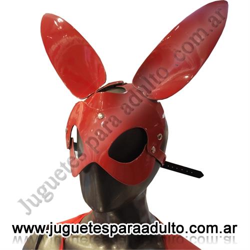 Cueros eróticos, Mascaras de cuero, Mascara en cuerina roja de conejo