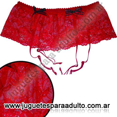 , , Portaligas rojo de encaje bordado , , Portaligas rojo de encaje bordado