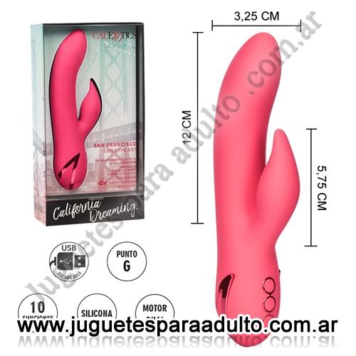 Productos eróticos, Usb recargables, California Dreaming Vibrador con estimulador de clitoris y carga USB