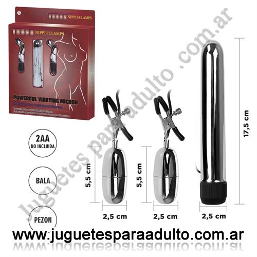 Vibradores, , Kit vibrador rigido y prensas de pezones con bala vibradora