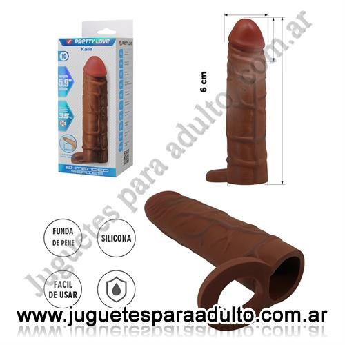 Marcas Importadas, Pretty Love, Funda de Pene Texturizada en TPR con Aro Escrotal de Estimulación