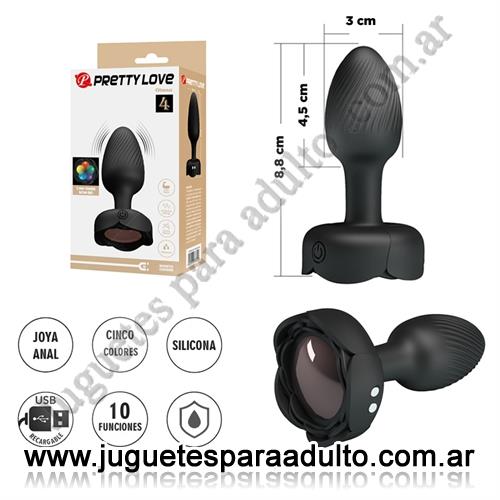 Marcas Importadas, Pretty Love, Plug Anal con Luces LED y Vibraciones Potentes