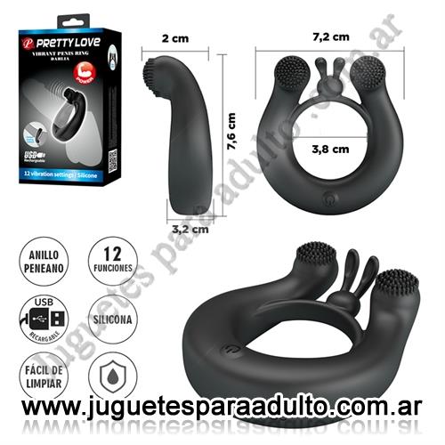 Marcas Importadas, Pretty Love, Anillo Vibrador Doble Motor con 12 Modos para Parejas