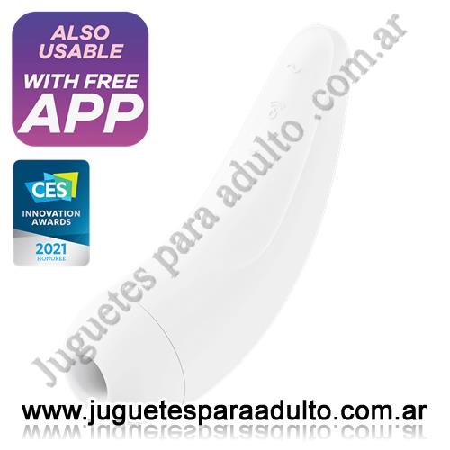 Productos eróticos, Usb recargables, Satisfyer Curvy 2 succionador de clitoris blanco con control desde el celular