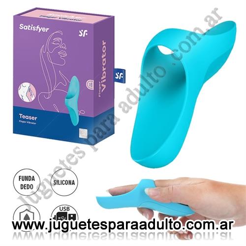 Estimuladores, Estimuladores de clitoris, Teaser light blue Vibrador para dedo con carga UBS