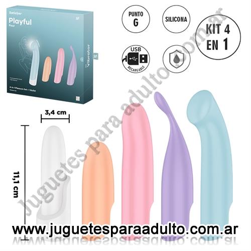 Estimuladores, Estimuladores de clitoris, Playful Four estimulador con kit de 4 cabezales diferentes