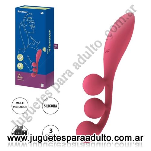 Marcas Importadas, Satisfyer, Tri Ball 1 estimulador triple clitorial, vaginal y anal con carga USB