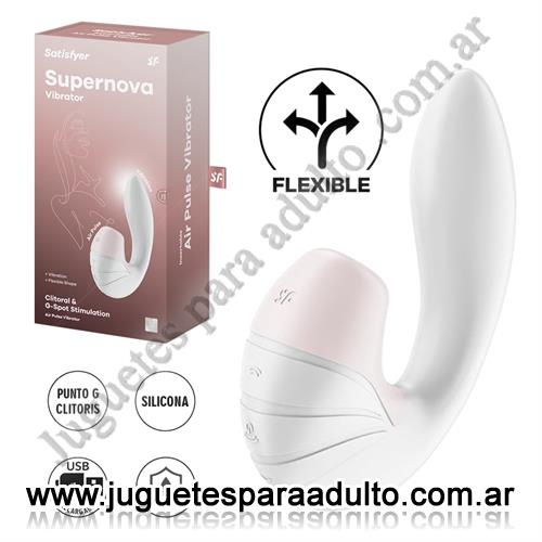Estimuladores, Estimuladores de clitoris, Supernova white succionador de clitoris con estimulacion de punto G y carga USB