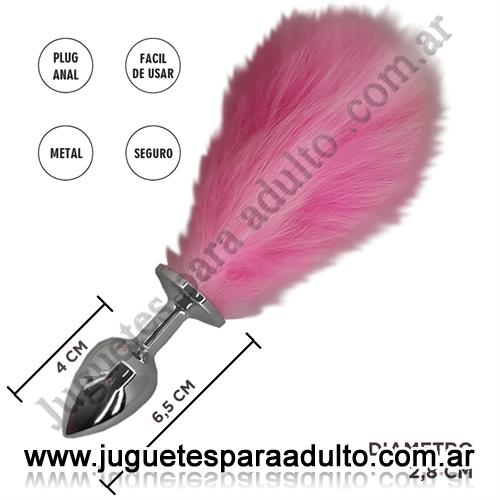 Anales, Joyas Anales, Plug metalico con cola rosa tamaño S