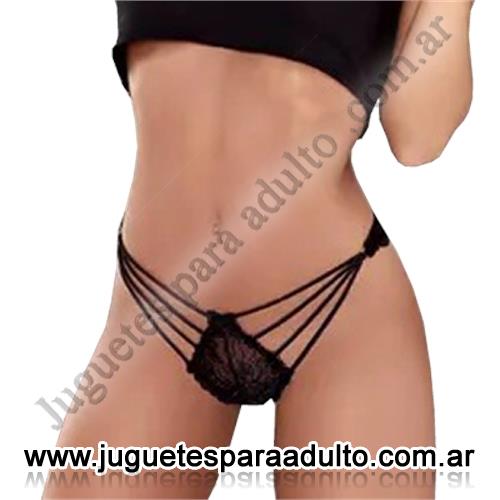 Lencería femenina, Tangas premium, Tanga con tiras negra