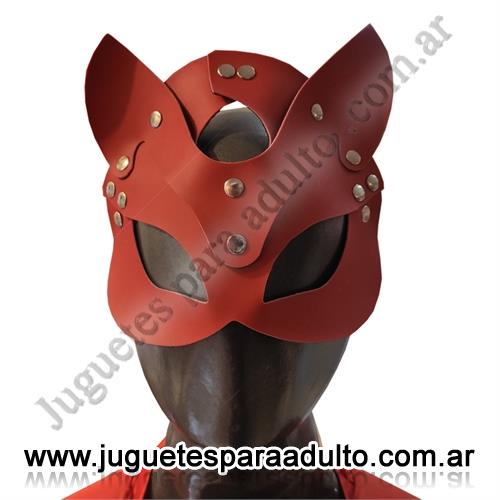 Cueros eróticos, Accesorios de cuero, Mascara roja con orejas roja