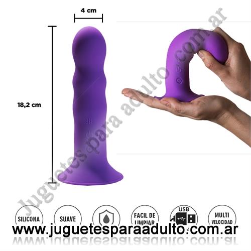 Productos eróticos, Usb recargables, Dildo flexible violeta con sopapa y vibracion