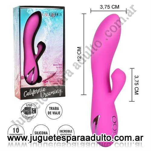 Productos eróticos, Usb recargables, California Dreaming vibrador premium con estimulador de clitoris