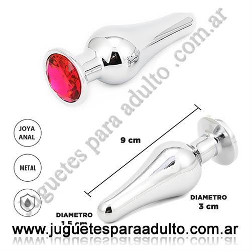 Anales, Anal sin vibrador, Dilatador anal metalico con joya roja