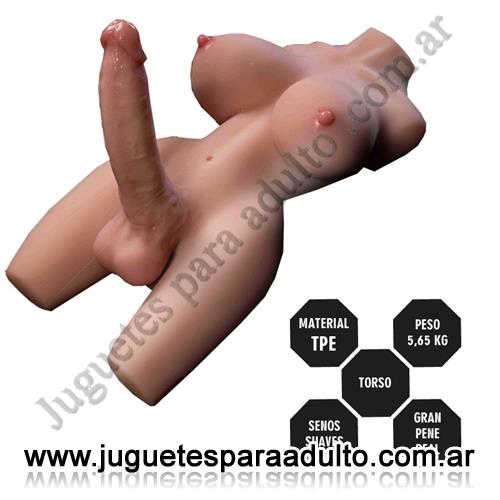 Marcas Importadas, Hard Steel, Torso Realista TPE 5,65 kg con Senos Suaves y Dildo Realista