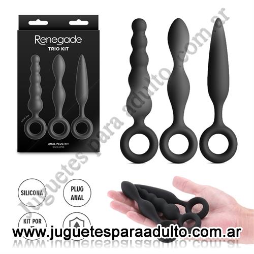 Anales, Anal sin vibrador, Kit de 3 dilatadores anales de silicona Slip, Slide y Slim