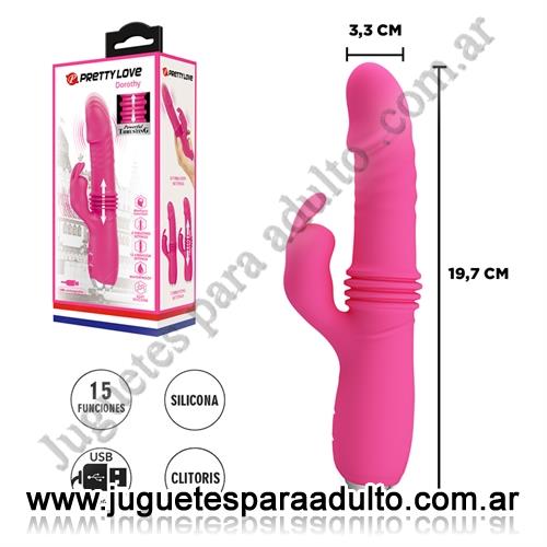 Vibradores, Vibradores premium, Vibrador con movimiento y estimulador de clitoris y varias velocidades USB