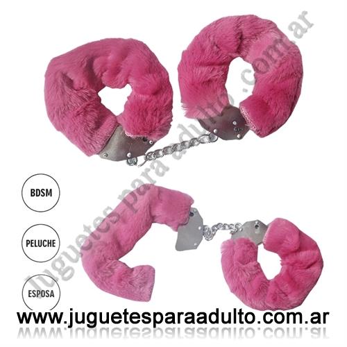 Accesorios, , Esposas de metal con peluche fucsia