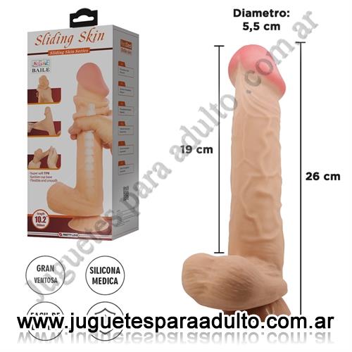 Consoladores, , Dildo vertebrado con sopapa con piel extensible