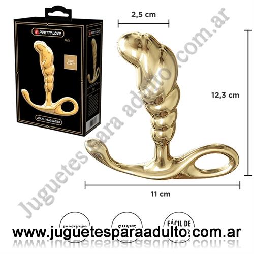 Anales, Anal sin vibrador, Plug de metal prostatico dorado
