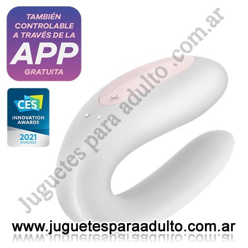 Vibradores, Vibradores inalámbricos Bluetooth, Double Joy White estimulador para parejas con control via APP