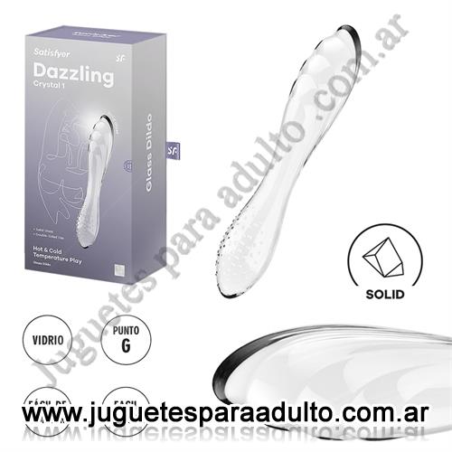 Estimuladores, Estimuladores de vidrio, Dazzling Crystal 1 transparent Dildo de cristal solido