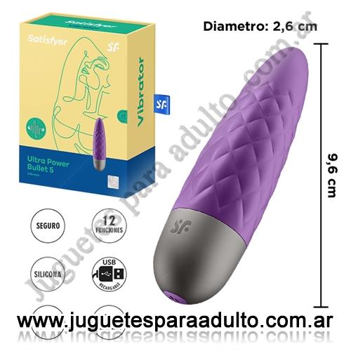 Estimuladores, Estimuladores de clitoris, Bala Ultra power bullet con carga USB y 12 vibraciones