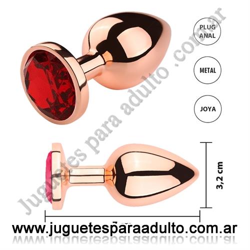 Anales, Anal sin vibrador, Dorado Fucsia S: Joya anal Small dorada con gema fucsia 