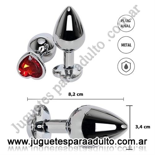 Anales, Anal sin vibrador, Gemini Rojo M: Joya anal Medium con gema roja en forma de corazon